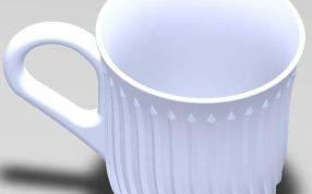 一款白色条纹状的马克杯设计
